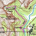 Map of Upper Emerald Pool Hike - December 25, 2006