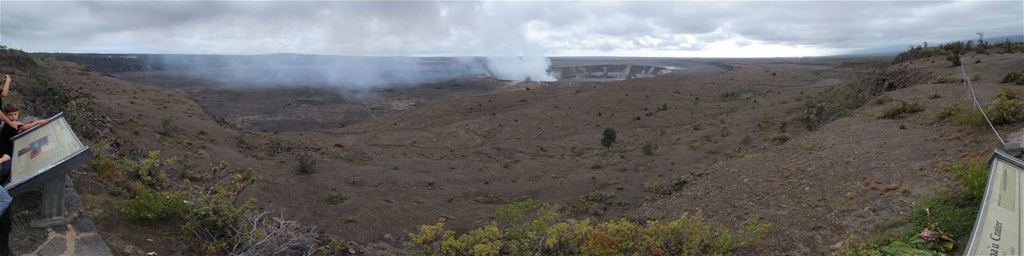 Kilauea Crater and Halemaumau (smoke)
