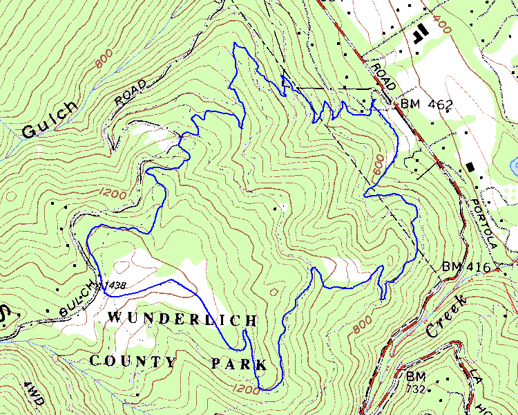 Wunderlich hike topographic map