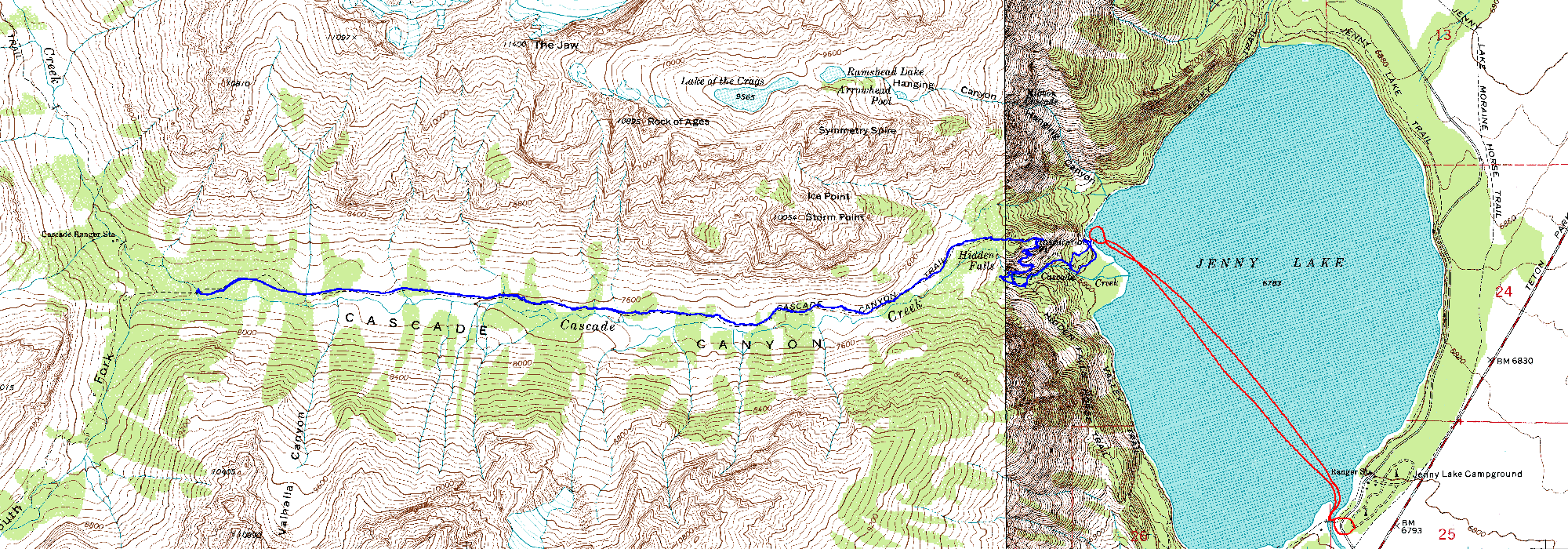 Cascade Canyon Topo Map