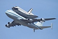Space Shuttle Endeavour over Moffett Field