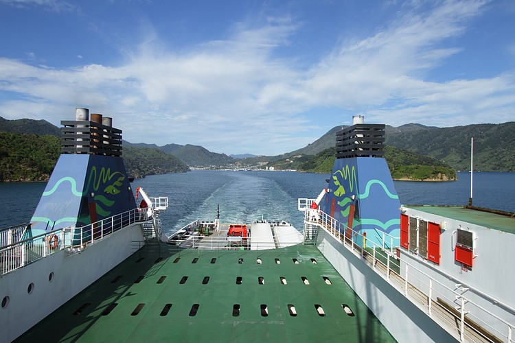 Leaving Picton on the Cook Strait ferry Aratere