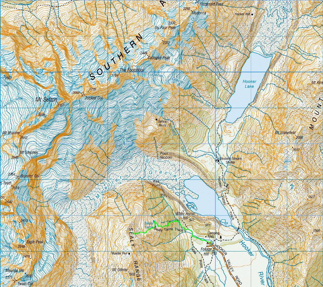 Sealy Tarn trek topographic map