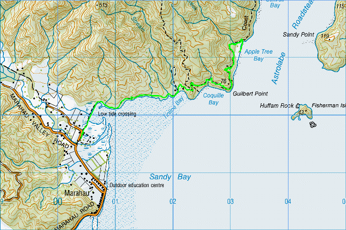 Abel Tasman Track topo map