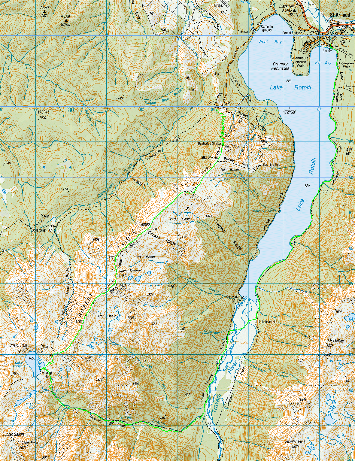 Angelus Circuit topographic map