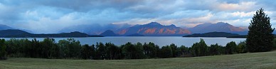 Lake Manapouri sunrise panorama