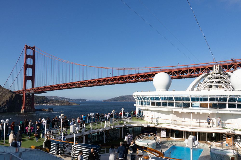 Ruby Princess Sailing Under The Golden Gate Bridge