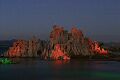 Tufa towers painted with light
