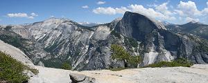 Panorama of Half Dome and Clouds Rest from North Dome