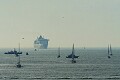 H.M.S. Queen Mary 2 on the horizon