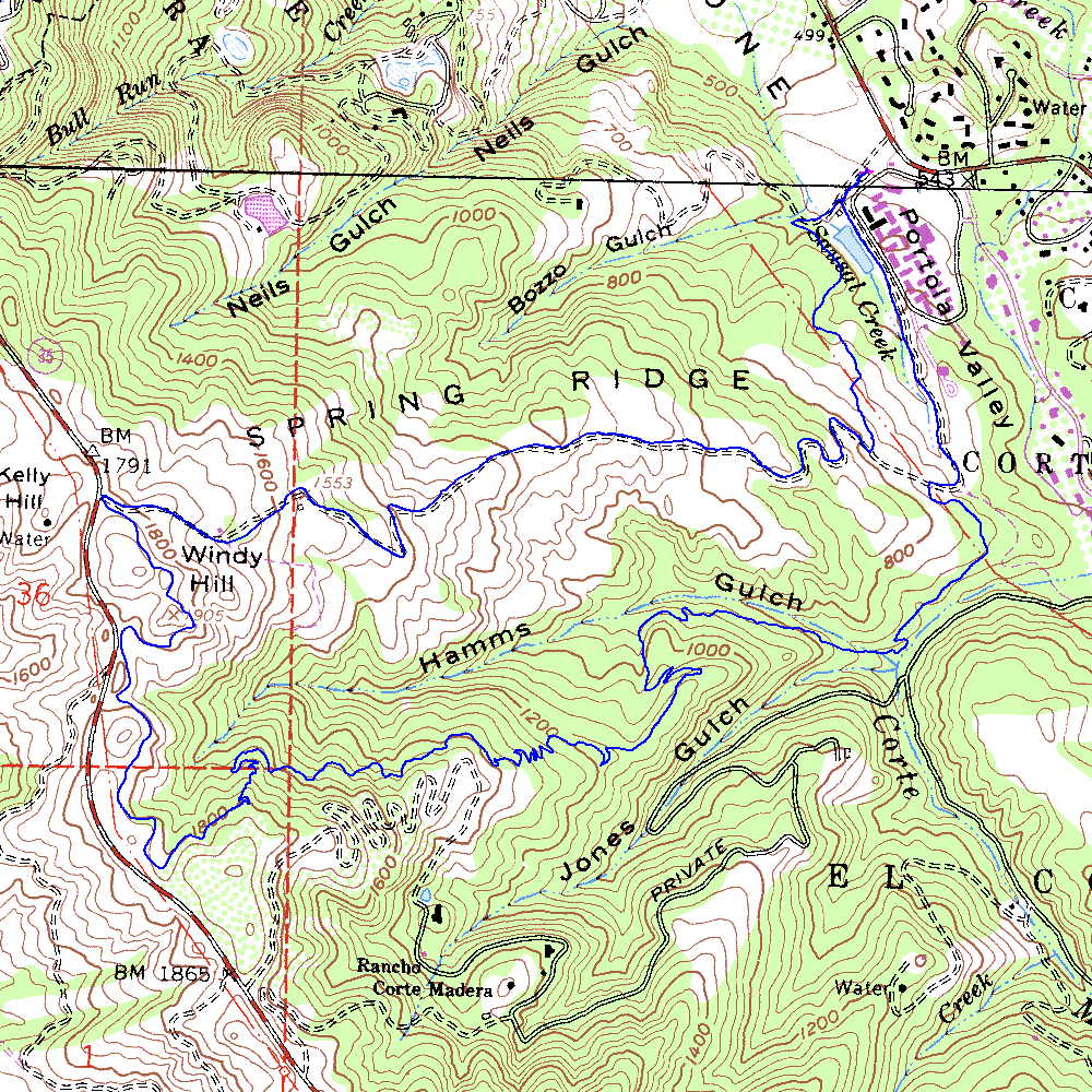 Windy Hill Topographic Map