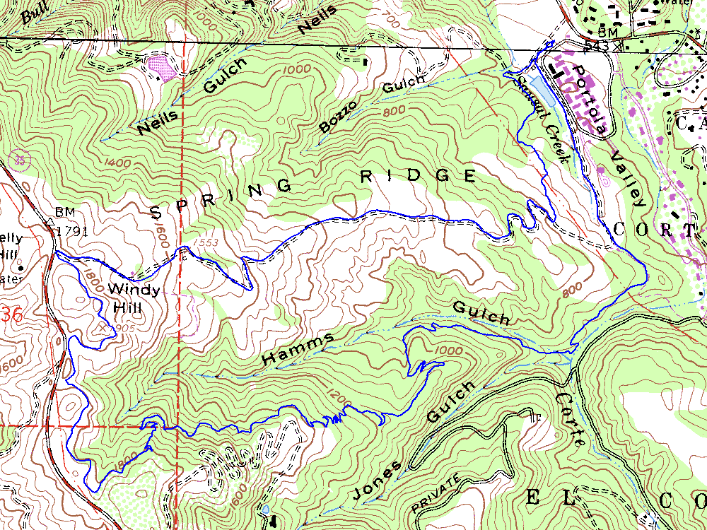 Windy Hill topographic map