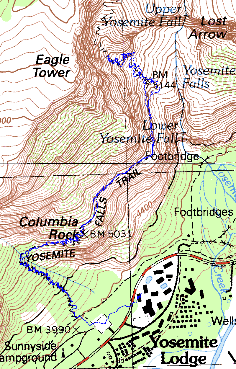 Upper Yosemite Fall Topographic Map