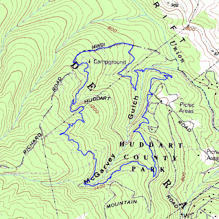 Huddart Park Topographic Map