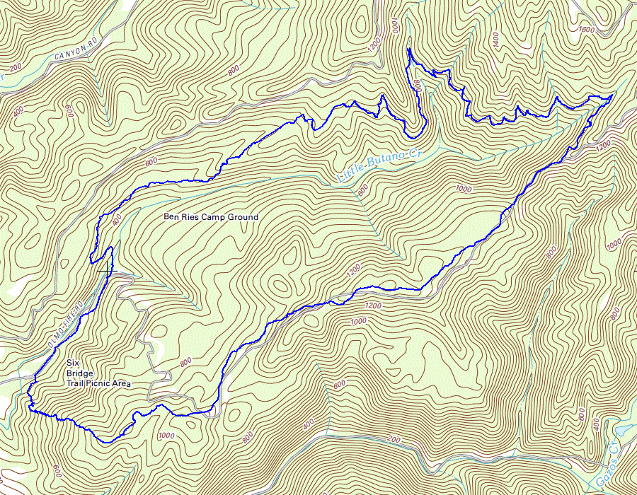 Butano State Park topo map