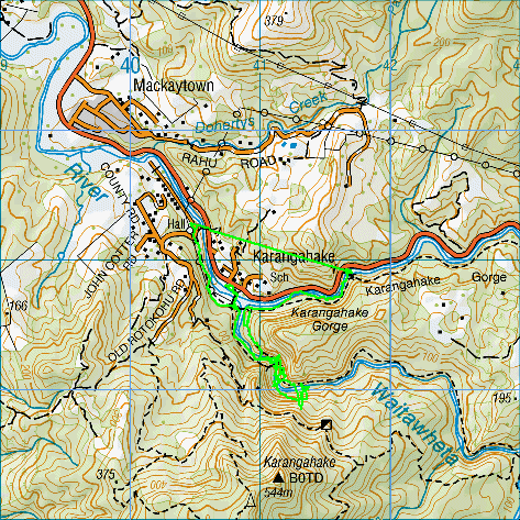 Karangahake Gorge topo map