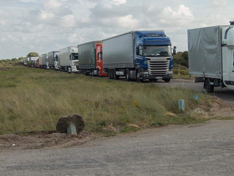 Trucks waiting for the Dunkirk-Dover ferry